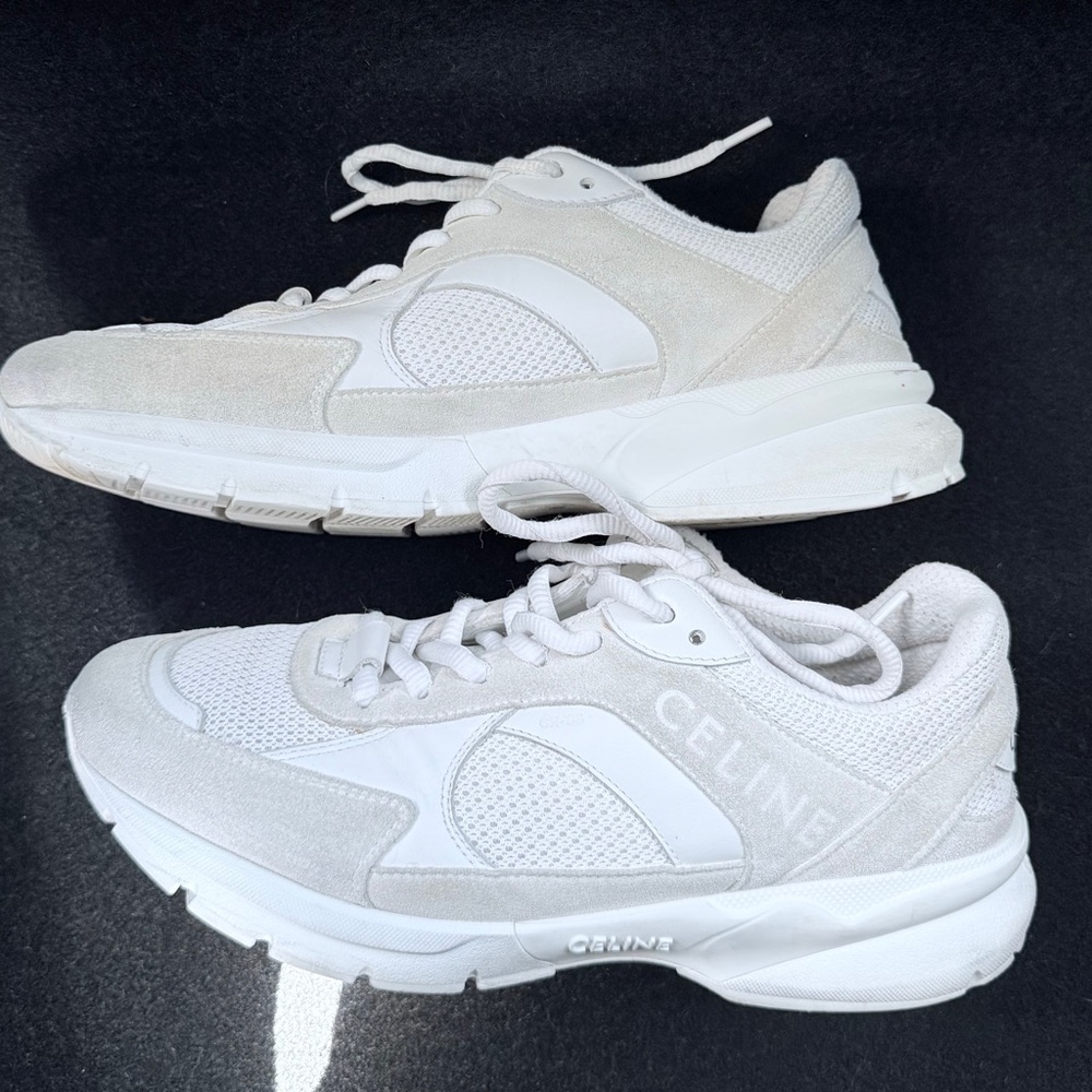 Celine Women's White and Cream Sneakers - Picture 2 of 6